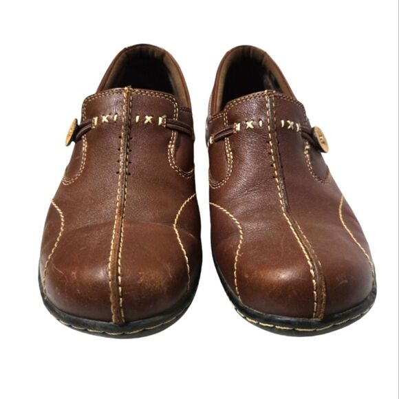 Clarks Bendables Brown Leather Slip On Comfort Shoes Size 8 - Picture 5 of 6